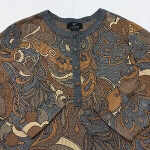 LERNIE FOR NINA LEONARD Women's Knit Paisley Top. Plus Size: 3X
